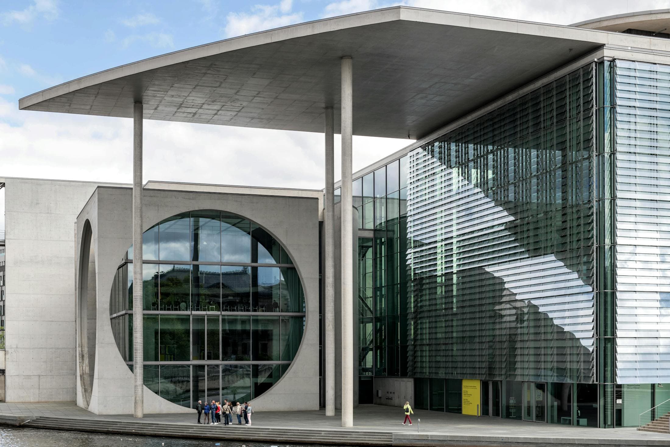 Modern public-sector architecture with glass and concrete