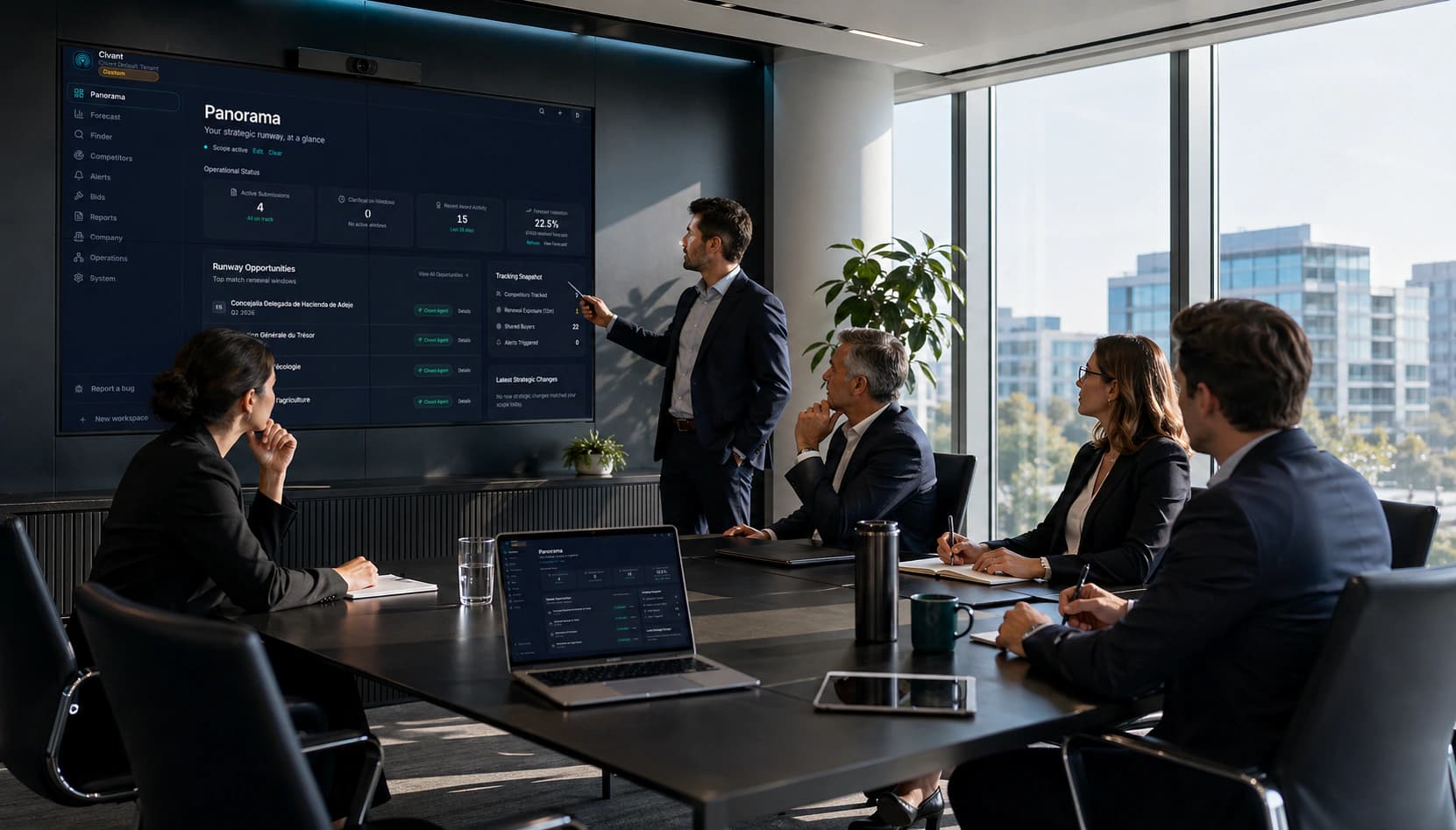 Civant boardroom presentation for public-sector market planning